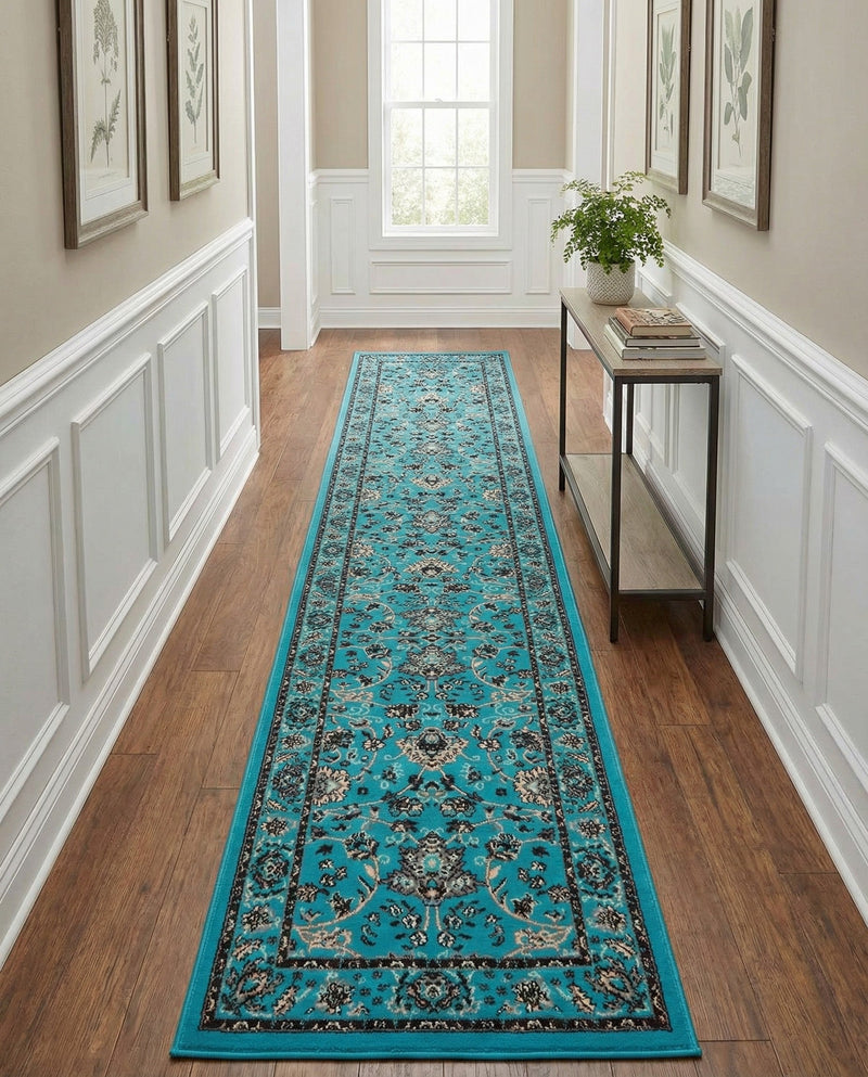 Isfahan Elegance Collection Area Rug - Naghsh-e Jahan (Turquoise) Runner Turquoise  lifestyle 27