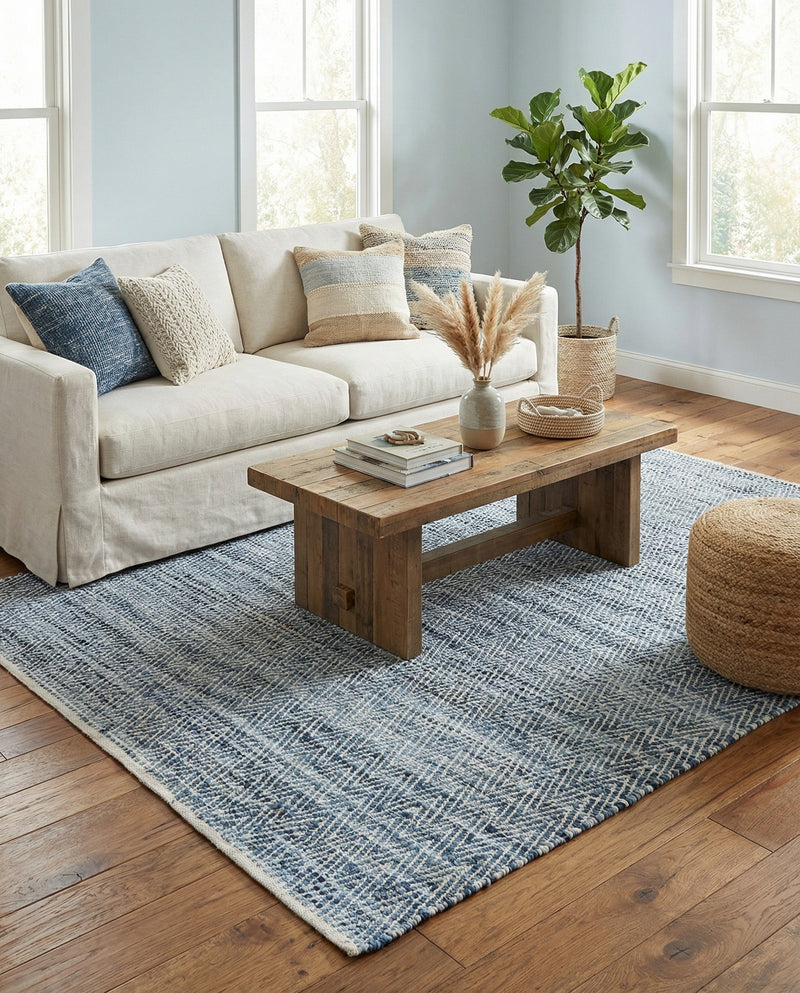 Zigzag Marina Collection Area Rug - HarborStripes Rectangle Denim  lifestyle 32