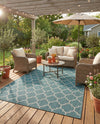 Savannah Pergola Collection Area Rug - Arbor (Teal) Rectangle Teal  lifestyle 21