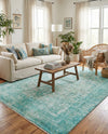 Bazaar Chic Collection Area Rug -  Taza Rectangle Turquoise  lifestyle 18