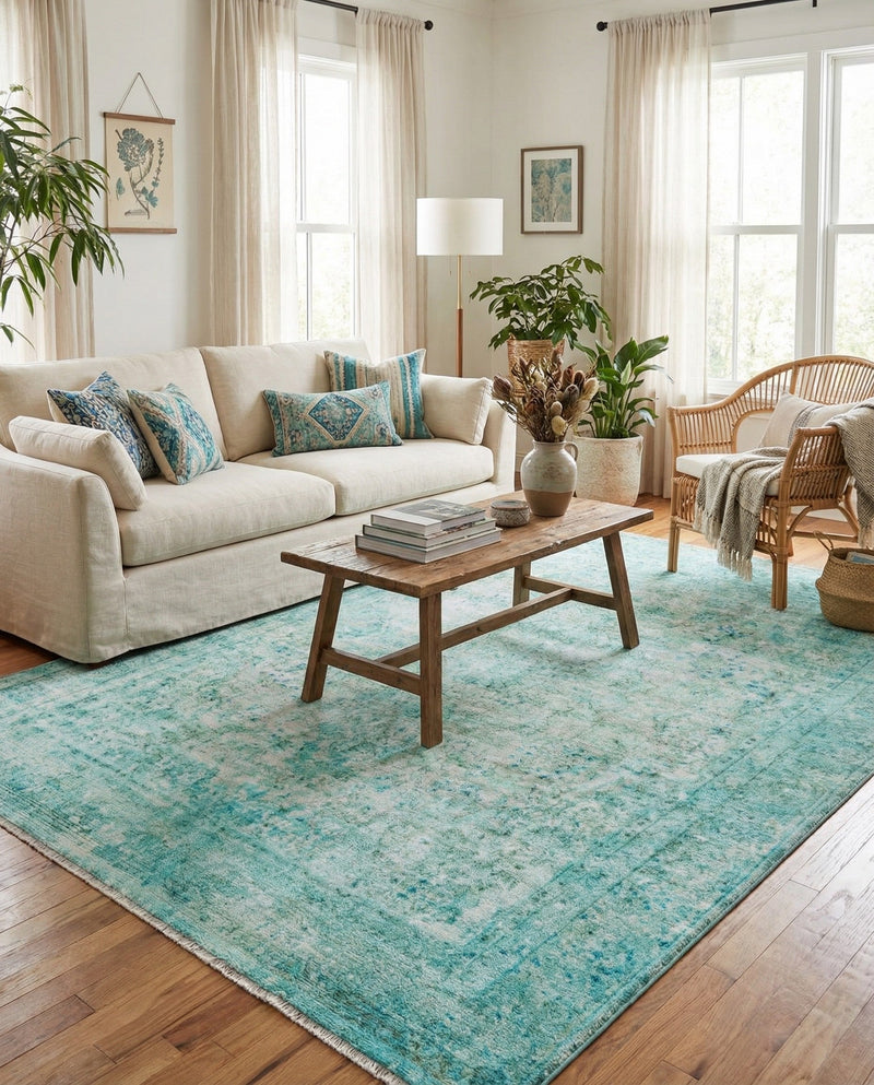 Bazaar Chic Collection Area Rug -  Taza Rectangle Turquoise  lifestyle 18