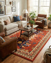 Tabriz Tapestries Collection Area Rug - Azerbaijan (Terracotta) Rectangle Terracotta  lifestyle 16