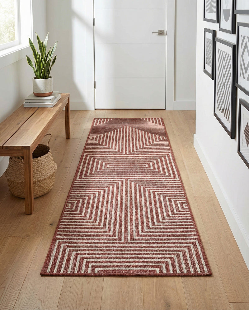 Urban Terrace Collection Area Rug -  Astoria (Rust Red) Runner Rust Red  lifestyle 25