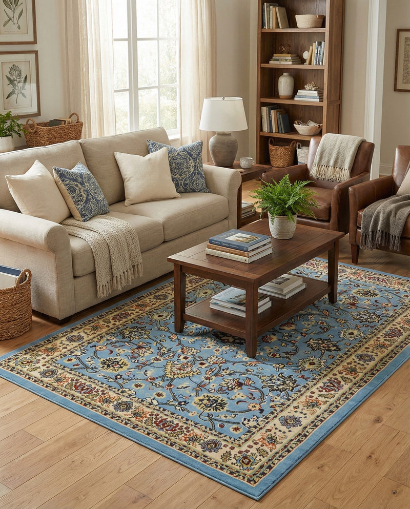 Isfahan Elegance Collection Area Rug - Naghsh-e Jahan (Light Blue) Rectangle Light Blue  lifestyle 19