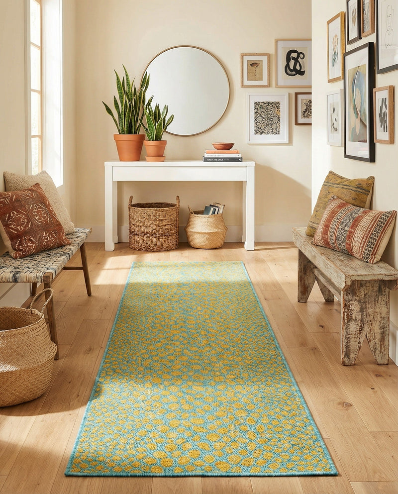 Urban Oasis Rugs Collection Area Rug -  Terrace (Yellow and Aqua) Runner Yellow and Aqua  lifestyle 56