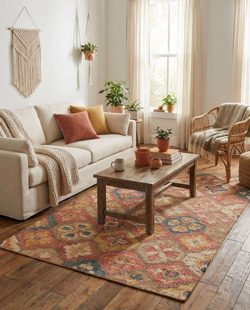 Benares Handwoven Jute Collection Area Rug - Ganges Rectangle Multi  lifestyle 18