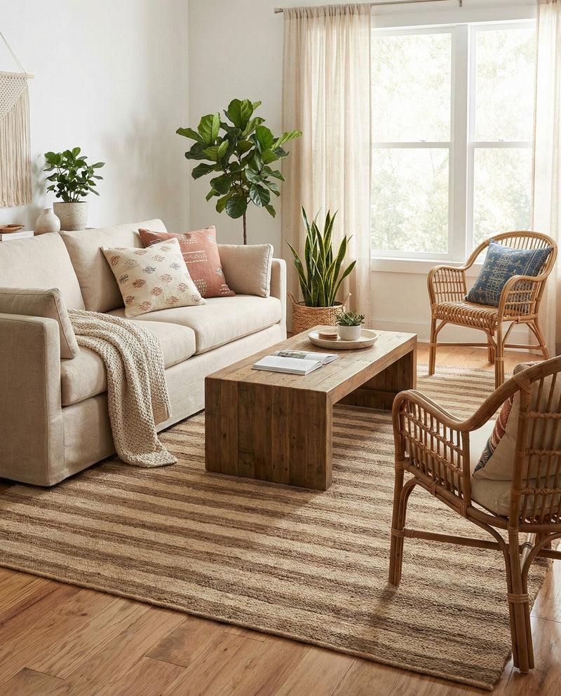Woven Seaside Jute Collection Area Rug - Nantucket Rectangle Natural Ivory  lifestyle 54