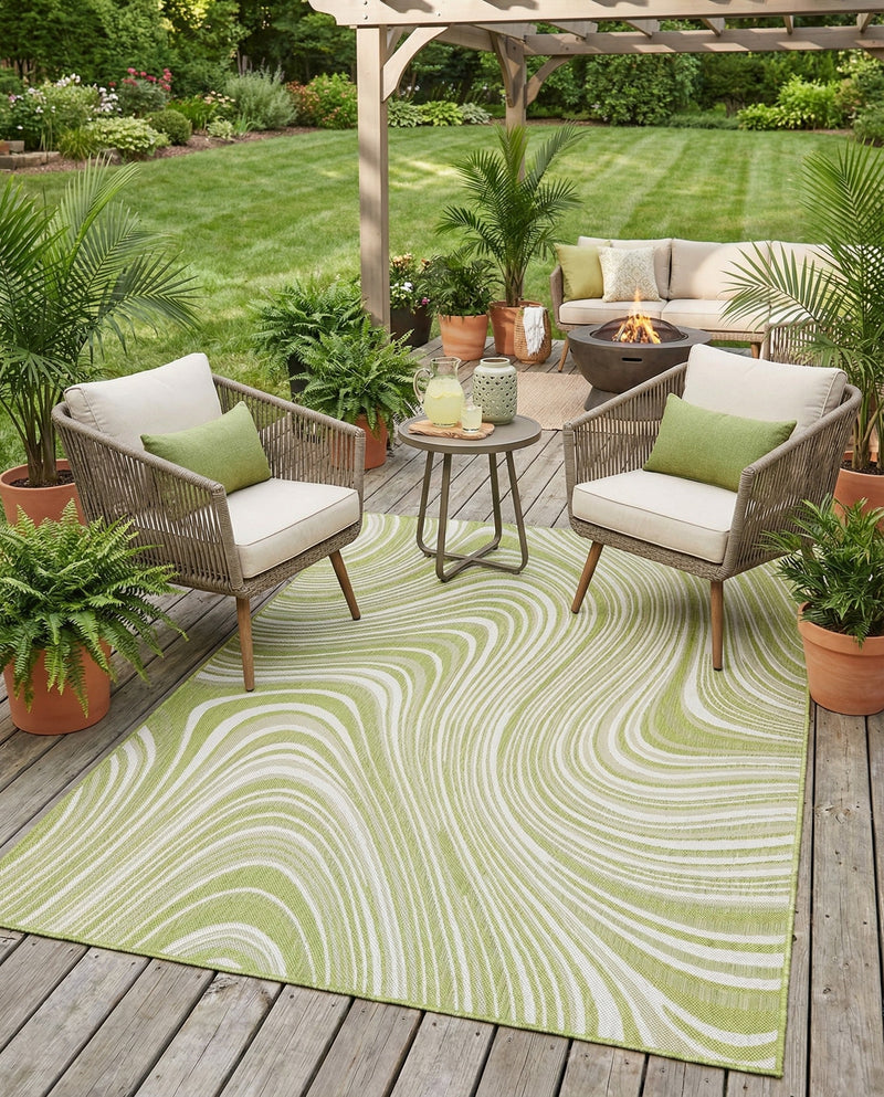 Urban Terrace Collection Area Rug - Soho Rectangle Green  lifestyle 25