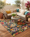 Outdoor Marrakesh Collection Area Rug - Fes Rectangle Multi Black  lifestyle 56