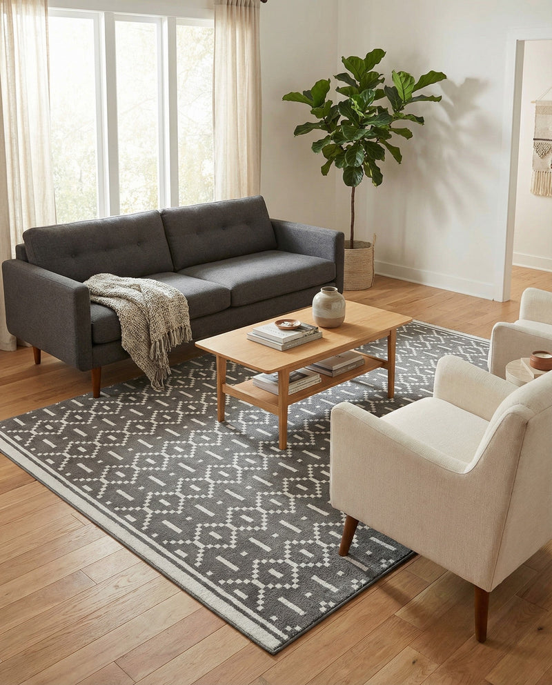 Copenhagen Edge Collection Area Rug -  Tivoli Rectangle Gray  lifestyle 19