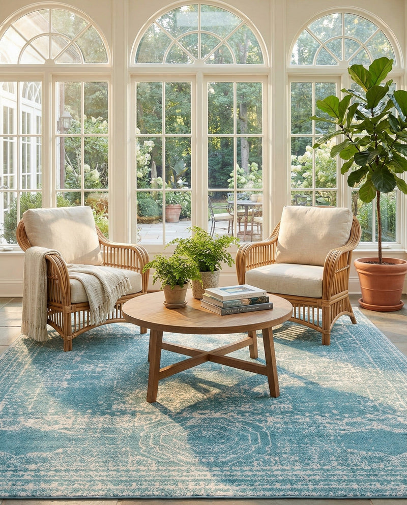 Dover Terrace Collection Area Rug -  Lagoon (Aqua) Square Aqua  lifestyle 61