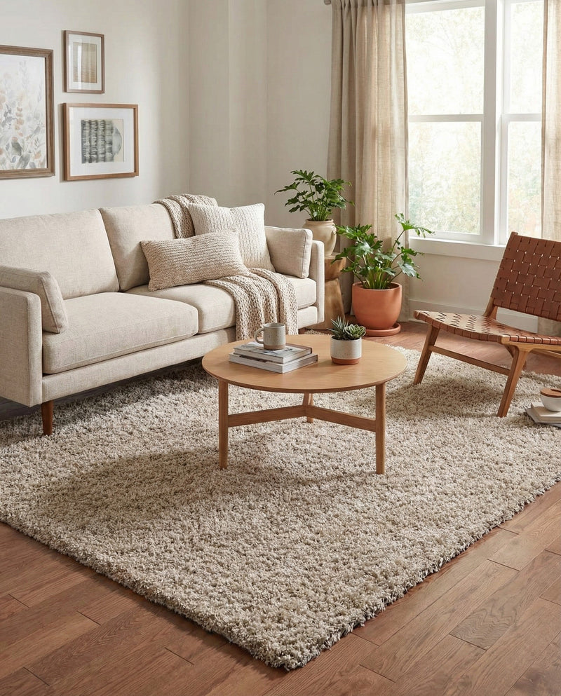 Plush Oasis Collection Area Rug - Serenity (Taupe) Square Taupe  lifestyle 53