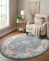 Arcadia Rugs Collection Area Rug - Eden (Gray and Blue) Oval Gray and Blue  lifestyle 59