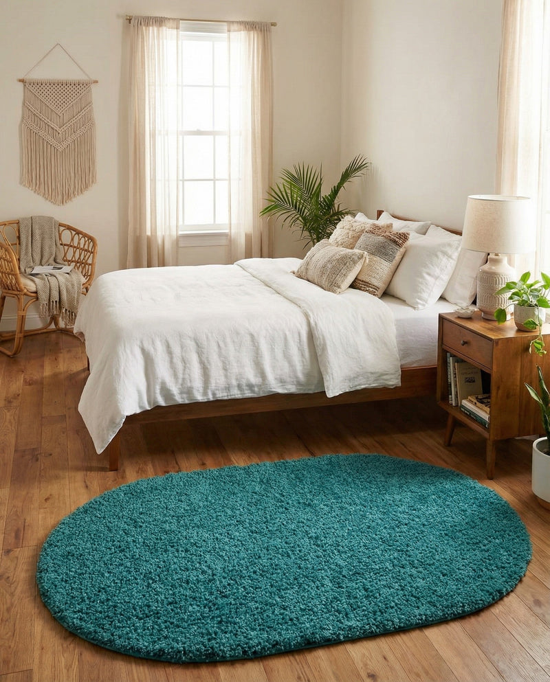 Plush Oasis Collection Area Rug - Serenity (Deep Aqua Blue) Oval Deep Aqua Blue  lifestyle 26