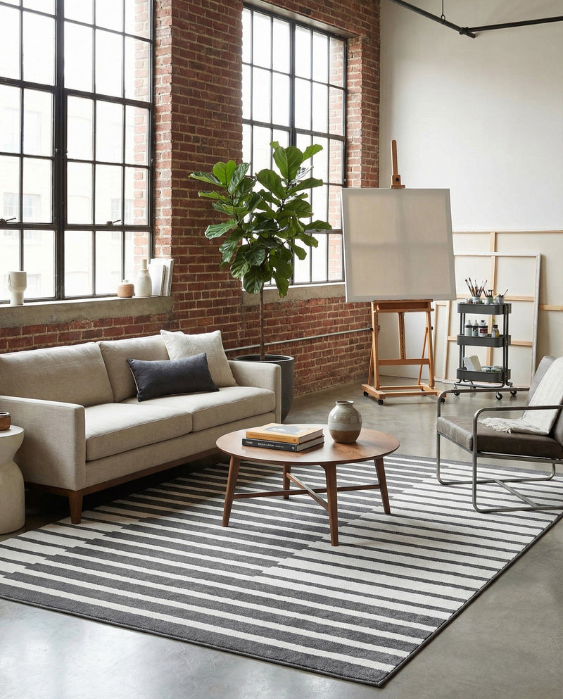 Copenhagen Edge Collection Area Rug -  Vesterbro Rectangle Gray  lifestyle 28