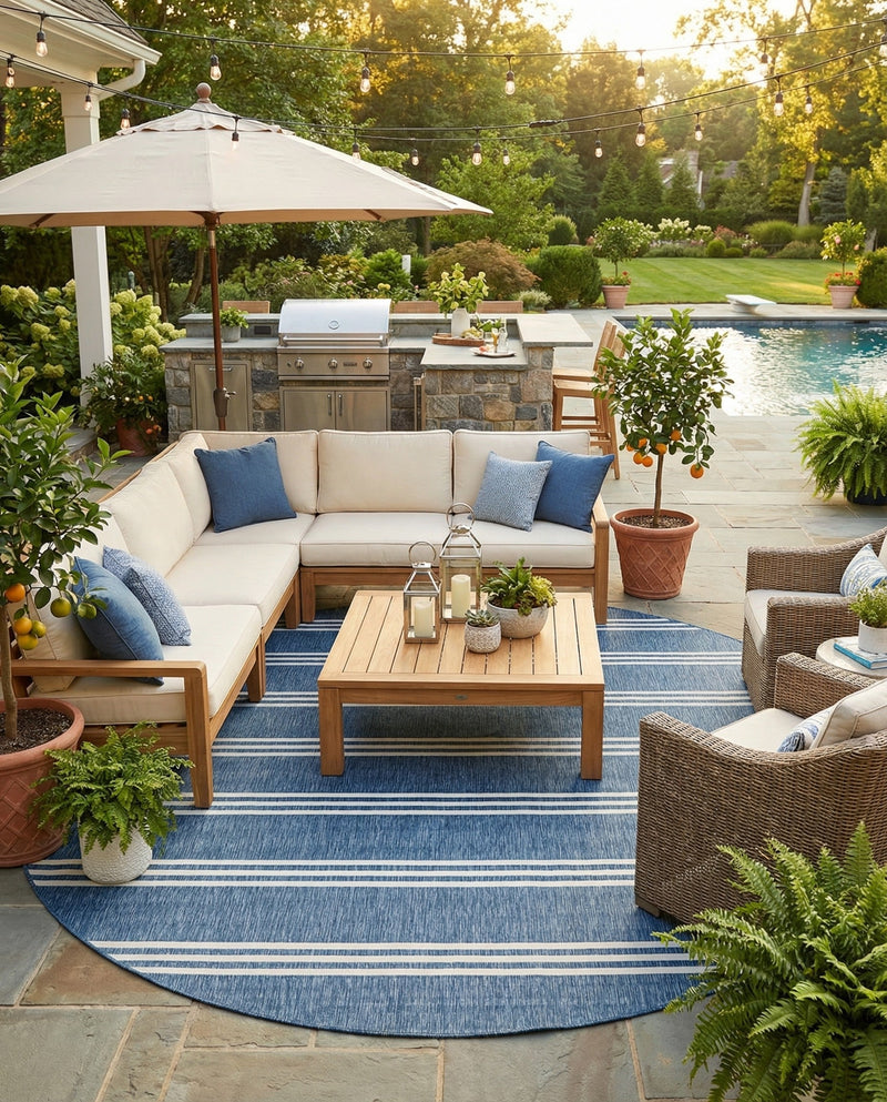 Urban Oasis Rugs Collection Area Rug -  District (Blue) Round Blue  lifestyle 64