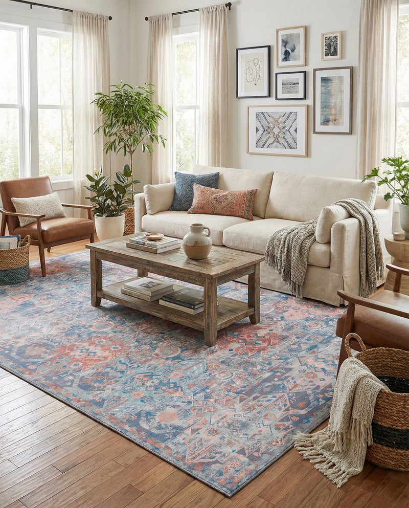 Heritage Elegance Collection Area Rug -  Potala Rectangle Blue  lifestyle 20