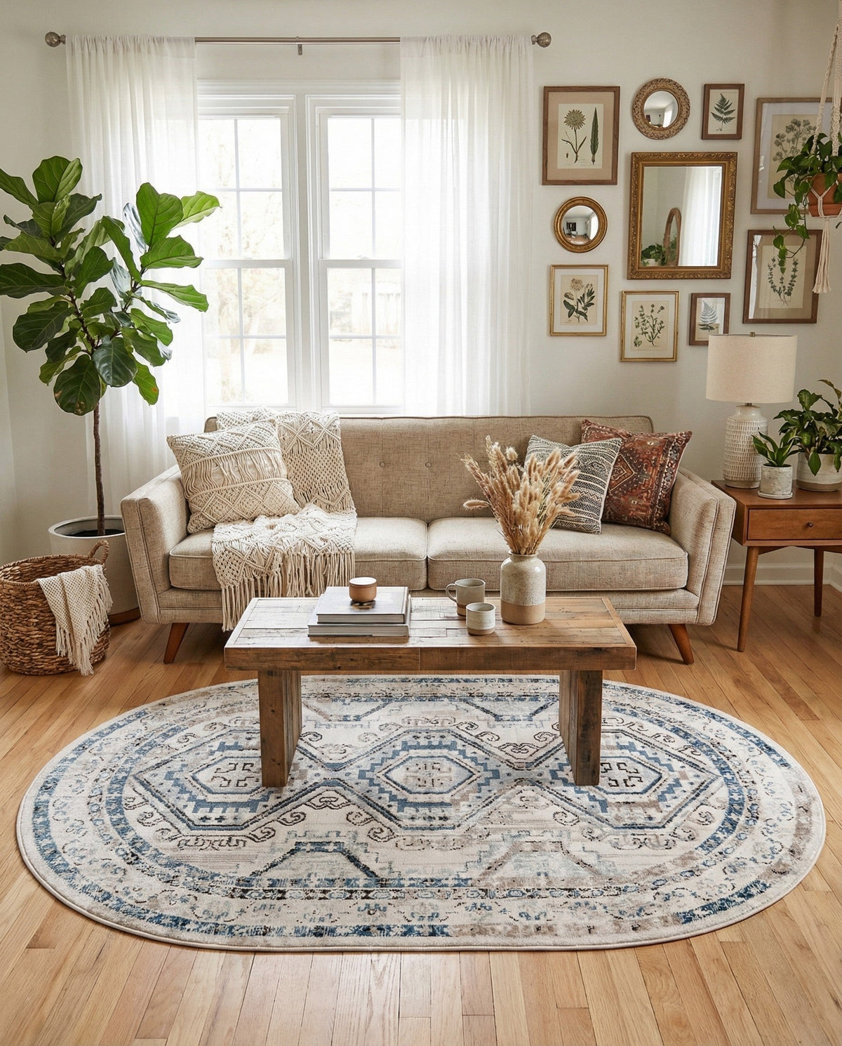 Savannah Elegance Collection Area Rug -  Tybee (Gray Blue) Oval Gray Blue  lifestyle 81