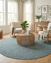 Seaside Serenity Collection Area Rug - Veranda (Teal) Round Teal  lifestyle 83