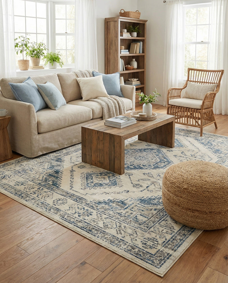 Savannah Elegance Collection Area Rug -  Tybee (Gray Blue) Rectangle Gray Blue  lifestyle 15