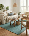 Woven Seaside Jute Collection Area Rug - Savannah (Turquoise) Rectangle Turquoise  lifestyle 19