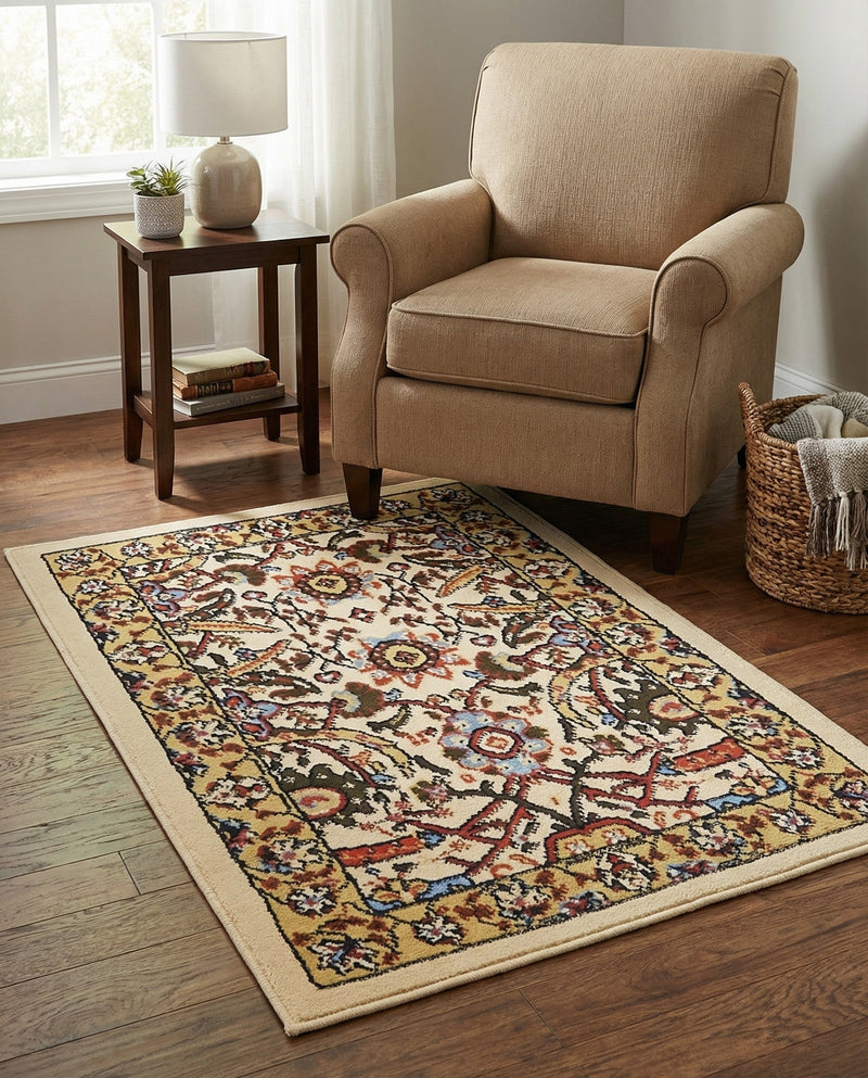 Tabriz Tapestry Collection Area Rug - Sahand (Cream) Rectangle Cream  lifestyle 16