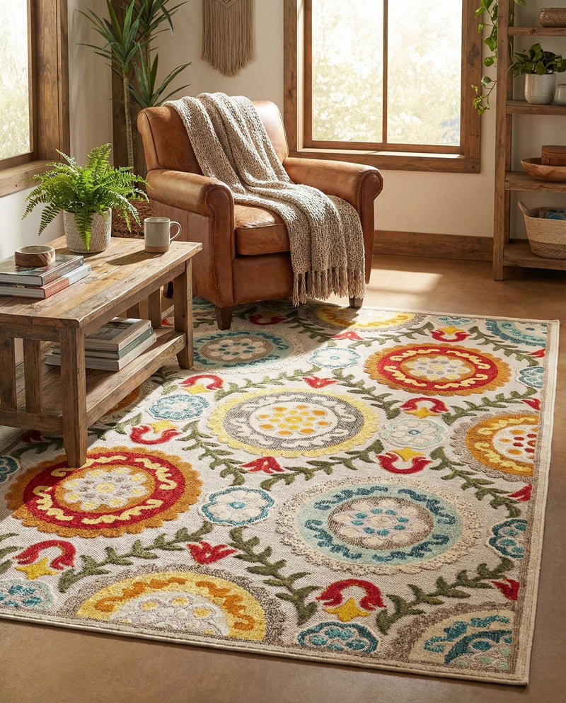 Outdoor Marrakesh Collection Area Rug -  Asilah Rectangle Ivory Beige  lifestyle 5