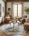Savannah Elegance Collection Area Rug -  Tybee (Ivory Aqua) Octagon Ivory Aqua  lifestyle 40