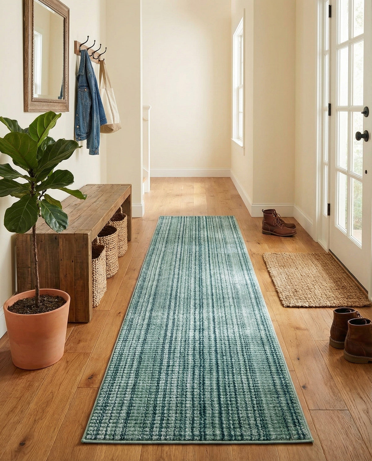 Jewel Oasis Collection Area Rug - Sapphire (Green) Runner Green  lifestyle 110