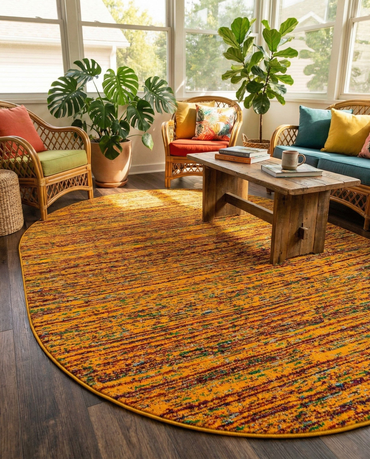Caribbean Cove Collection Area Rug -  Lucia Oval Yellow  lifestyle 128