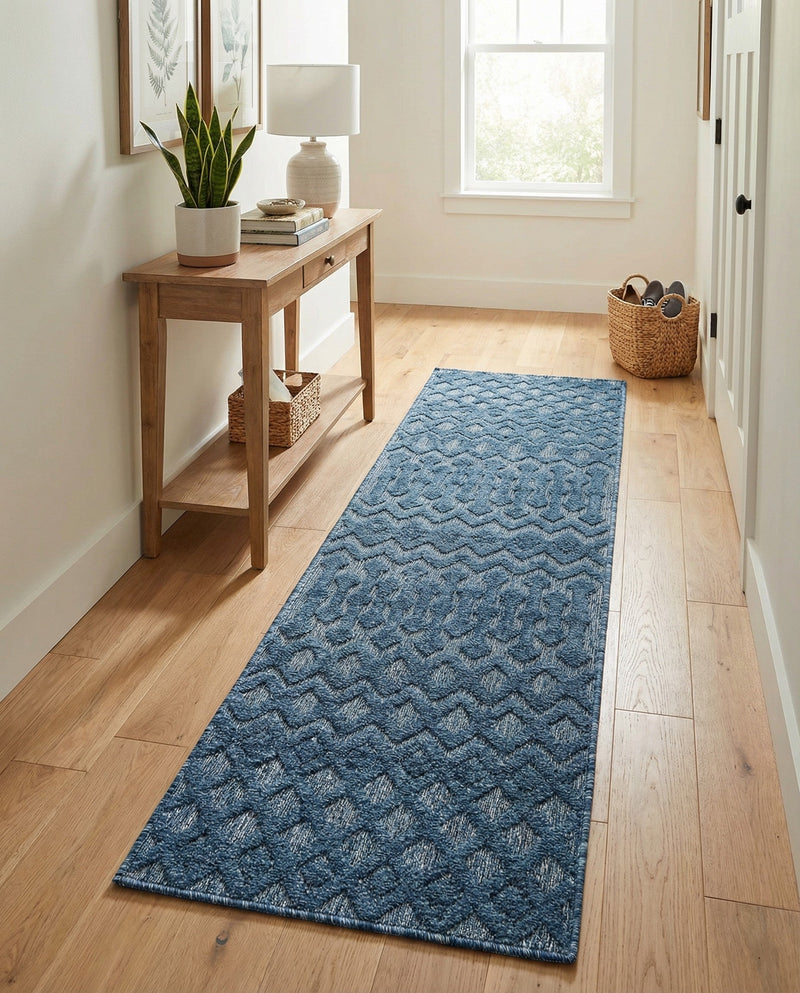 Garden Lattice Charm Collection Area Rug -  Pergola (Navy Blue) Runner Navy Blue  lifestyle 48