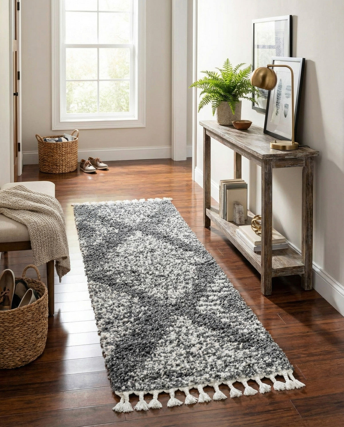 Tranquil Tides Shag Collection Area Rug -  Azure Runner Gray  lifestyle 103