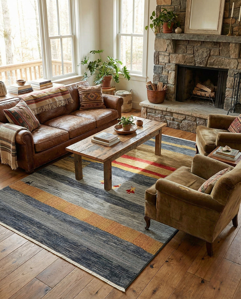 Zagros Oasis Collection Area Rug -  Lordegan Rectangle Blue  lifestyle 8