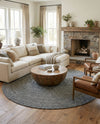 Highland Woven Jute Collection Area Rug - Glenmore (Navy Blue) Round Navy Blue  lifestyle 44