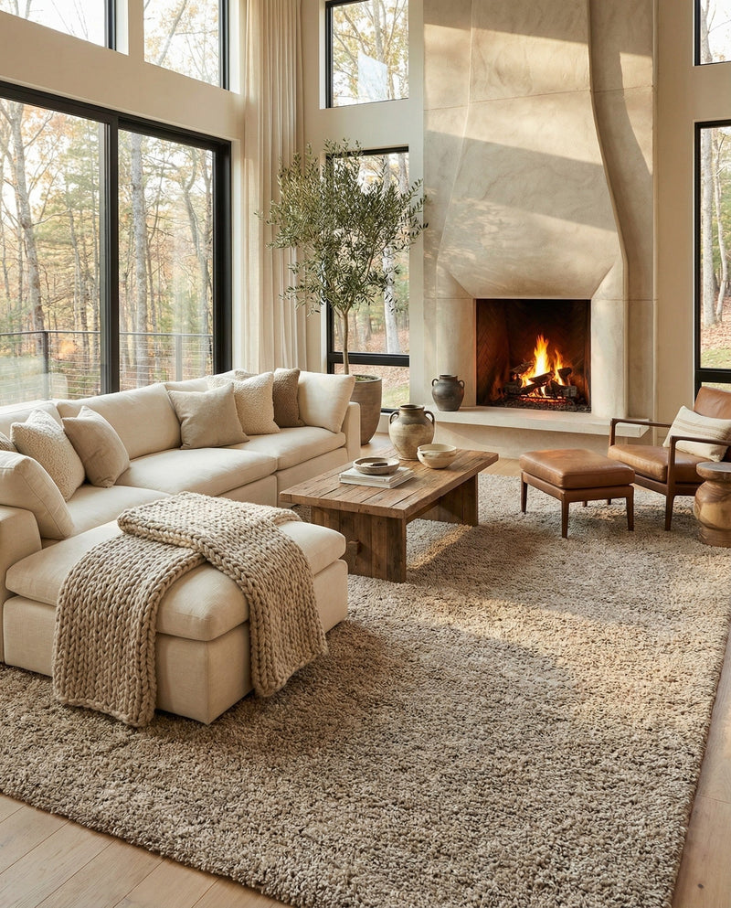 Wellington Luxe Shag Collection Area Rug - Kapiti Rectangle Taupe  lifestyle 14