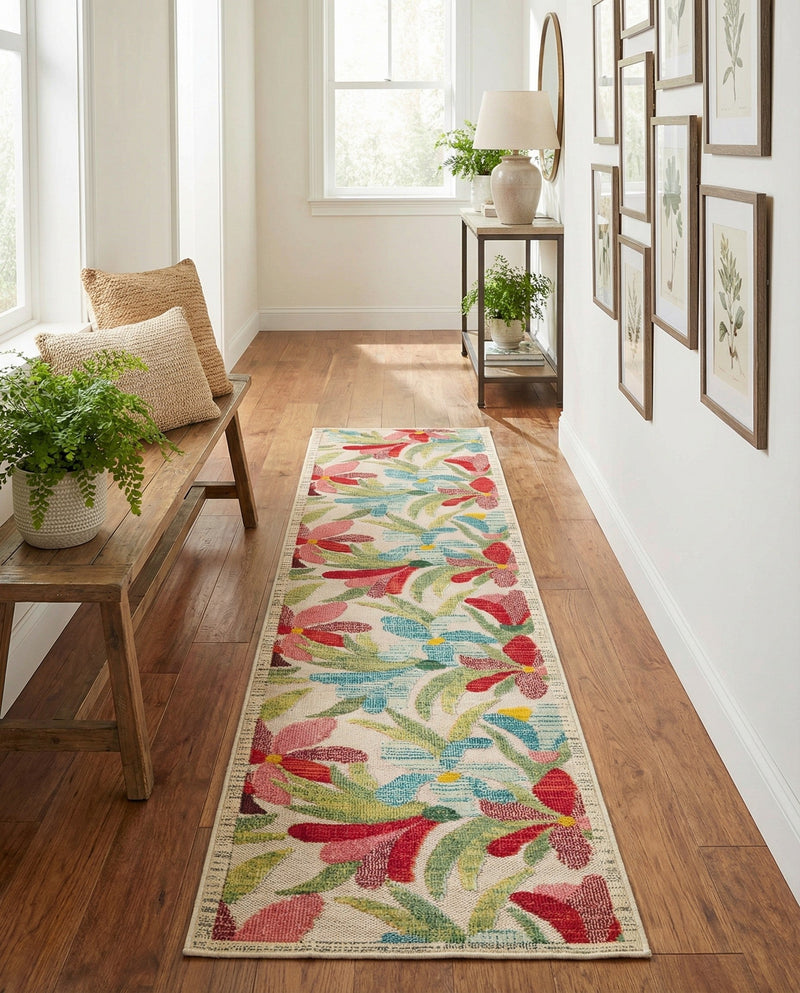 Outdoor Marrakesh Collection Area Rug -  Midelt Runner Multi  lifestyle 64