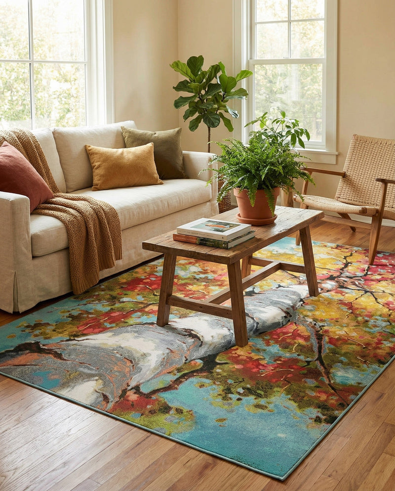Seaside Blooms Collection Area Rug - Eden Rectangle Multi  lifestyle 12