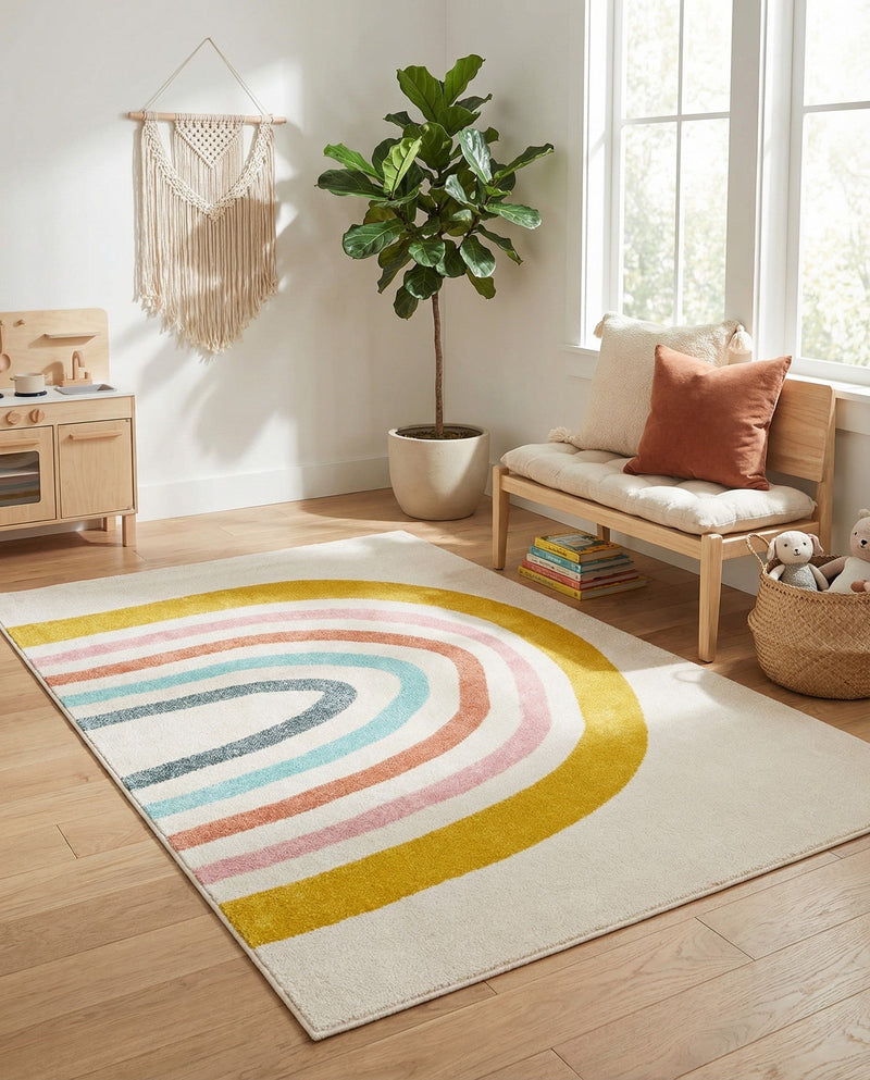 Wonder Tykes Collection Area Rug -  Illusion Rectangle Ivory  lifestyle 12
