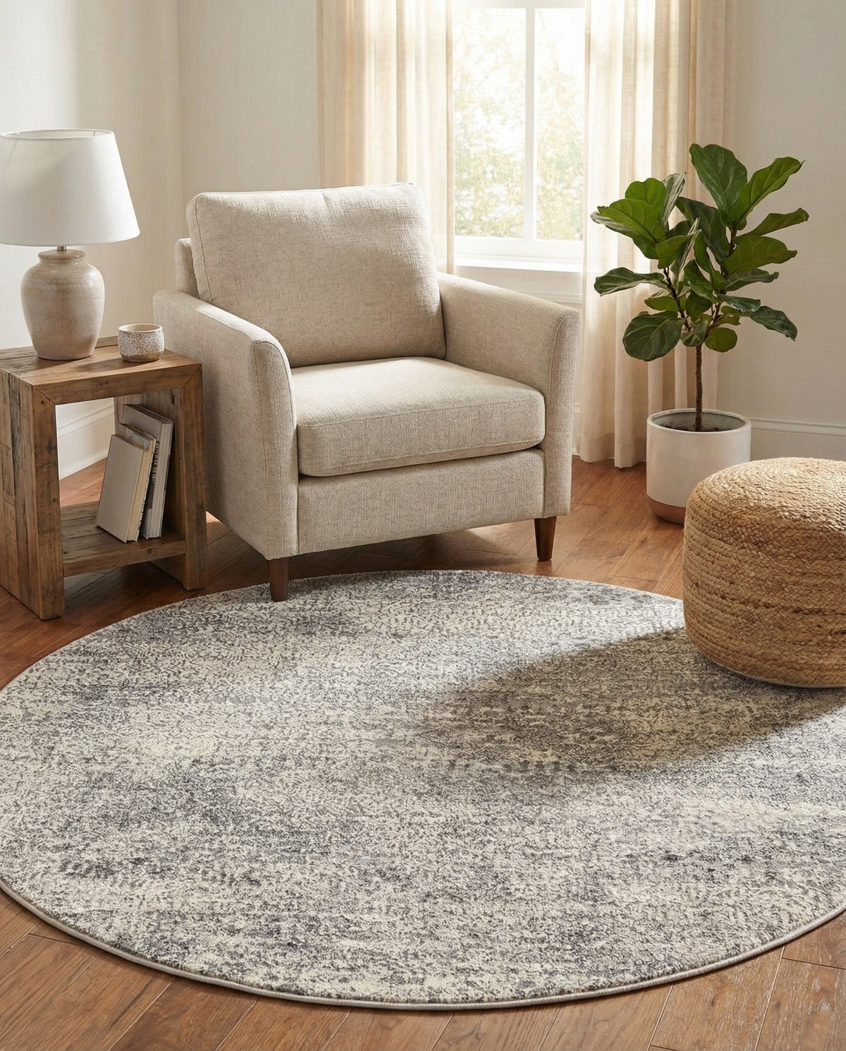 Bloomsbury Elegance Collection Area Rug -  Pimlico Round Gray  lifestyle 105