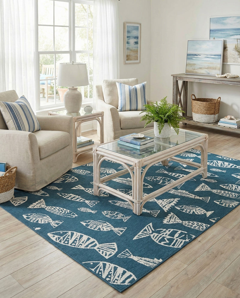 Seaside Haven Rugs Collection Area Rug -  Oceanview Rectangle Blue  lifestyle 17
