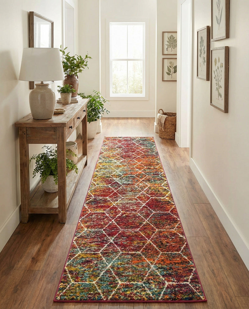 Trellis Mosaic Collection Area Rug - Arborville (Multi) Runner Multi  lifestyle 31