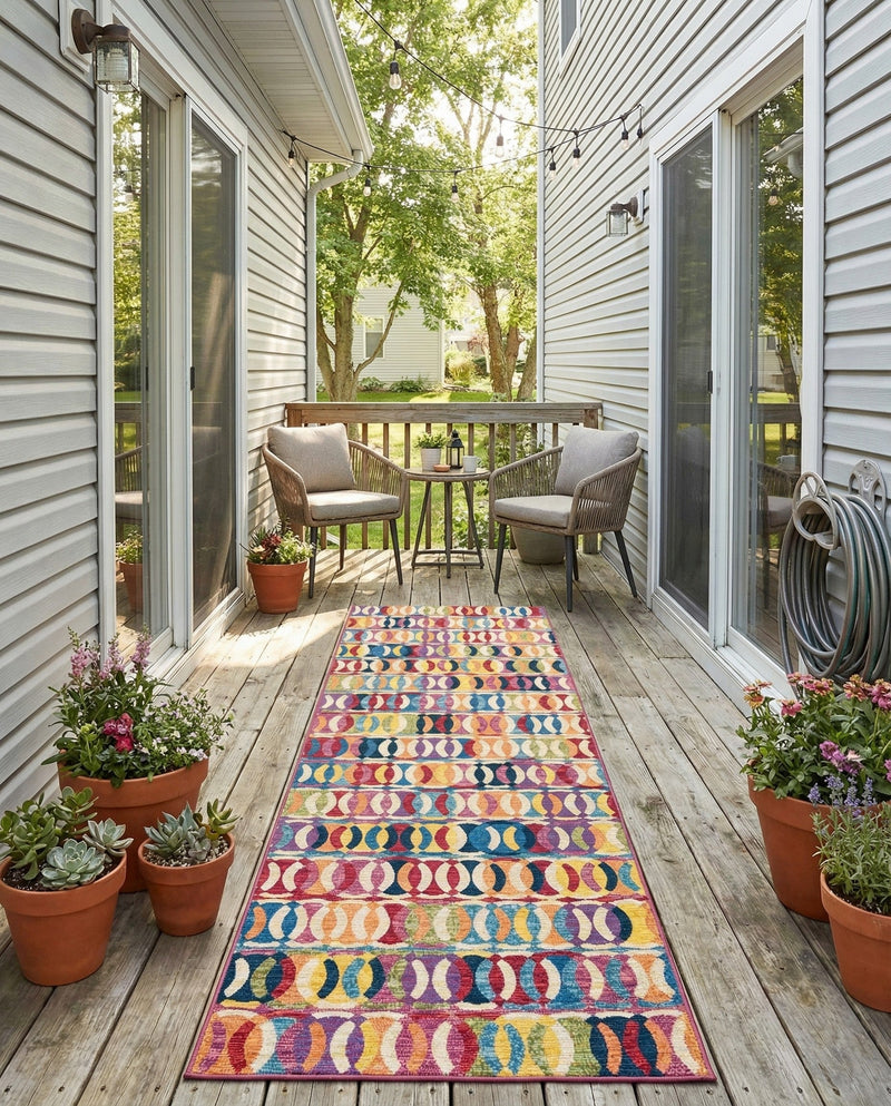 Urban Terrace Collection Area Rug -  Boardwalk Runner Multi  lifestyle 58