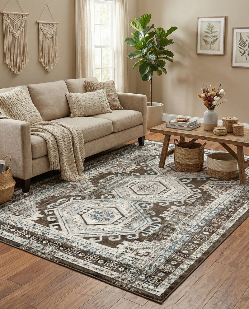 Savannah Elegance Collection Area Rug -  Tybee (Gray) Rectangle Gray  lifestyle 12