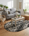 Cascade Range Collection Area Rug - Hood (Black and White) Oval Black and White  lifestyle 75