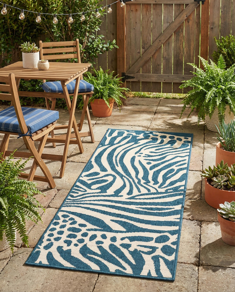 Savannah Escape Collection Area Rug -  Masai Runner Navy Blue and Ivory  lifestyle 67
