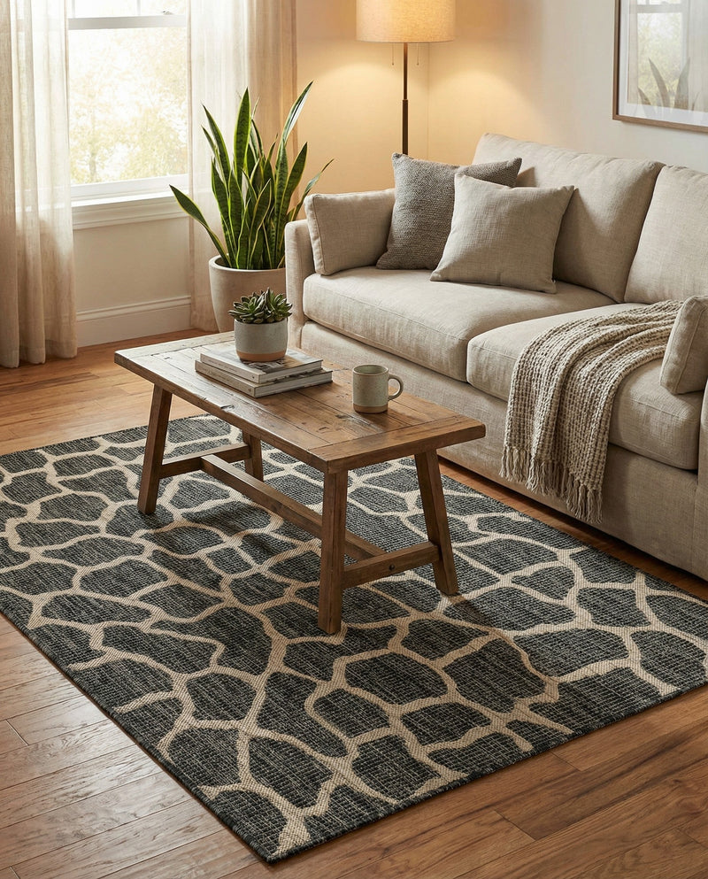 Savannah Escape Collection Area Rug -  Rainforest Rectangle Charcoal Gray  lifestyle 20