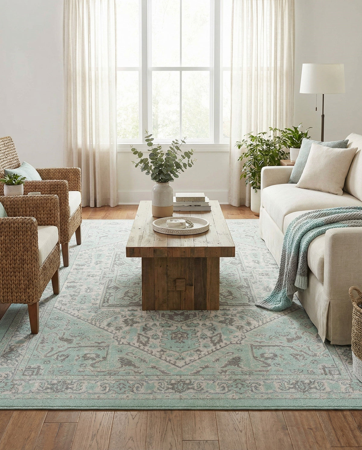 Savannah Series Collection Area Rug - Charleston (Mint) Rectangle Mint  lifestyle 6