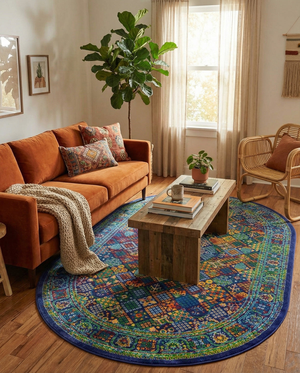 Caribbean Cove Collection Area Rug -  Mustique Oval Navy Blue  lifestyle 67