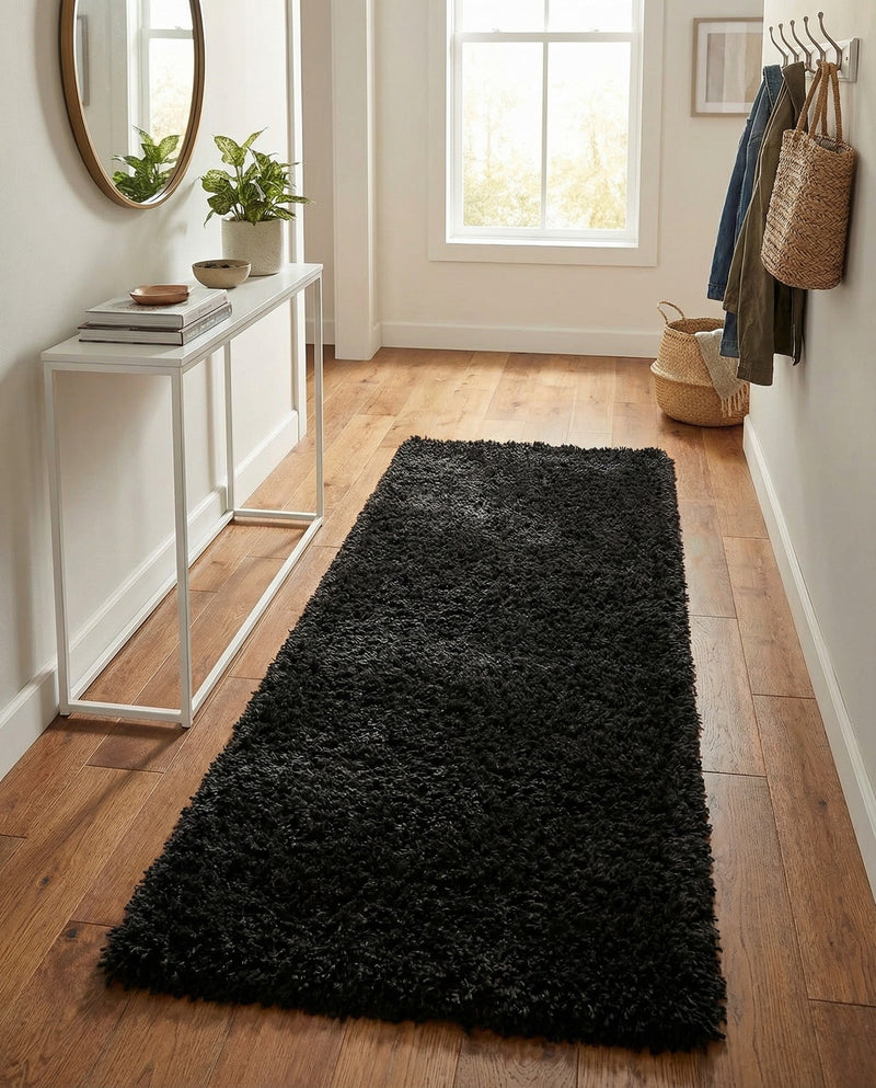 Eternal Plush Oasis Collection Area Rug -  Tranquility (Onyx Black) Runner Onyx Black  lifestyle 25