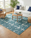 Seaside Haven Rugs Collection Area Rug - Sapphire (Teal) Rectangle Teal  lifestyle 11